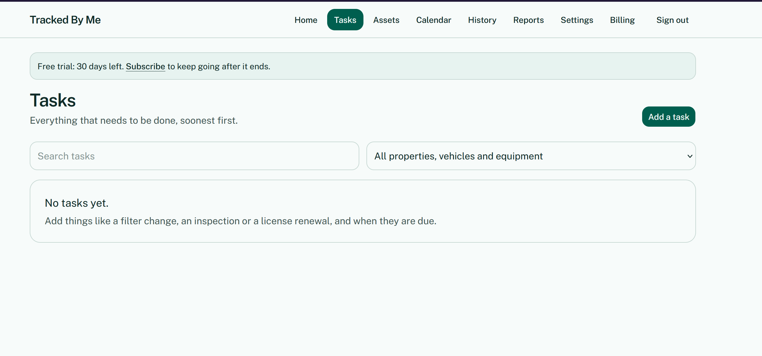 Tasks page